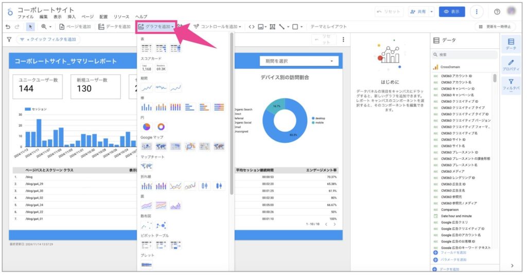 1. Looker Studioで使えるグラフ