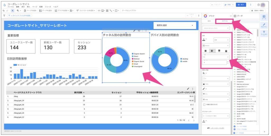 ３.円グラフを整える