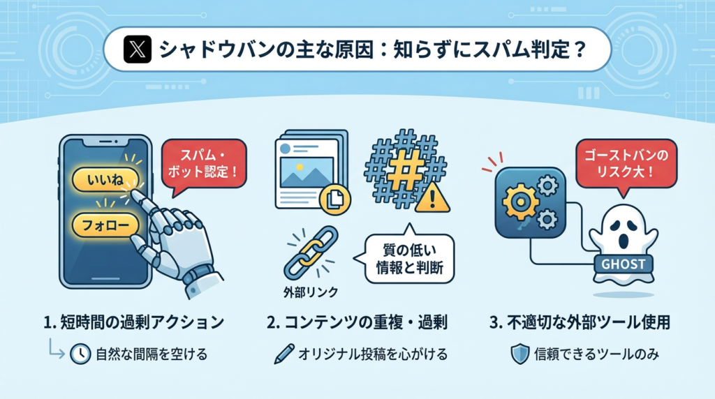 知らずにスパム判定？Xでシャドウバンと無縁な運用を妨げる主な原因