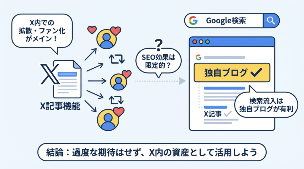 Xの記事機能はGoogle検索でのSEO効果があるのか？問題について