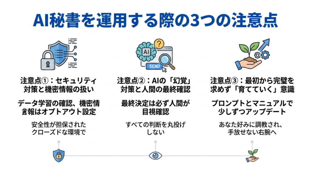 AI秘書を運用する際の3つの注意点