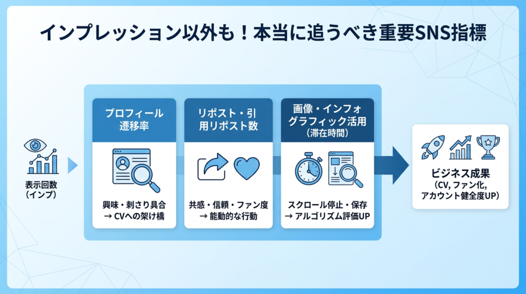 表示回数(インプ)以外にも目を向けるべき重要なSNS指標