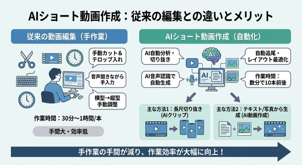 AIを使ったショート動画の作り方とは?従来の編集との違い