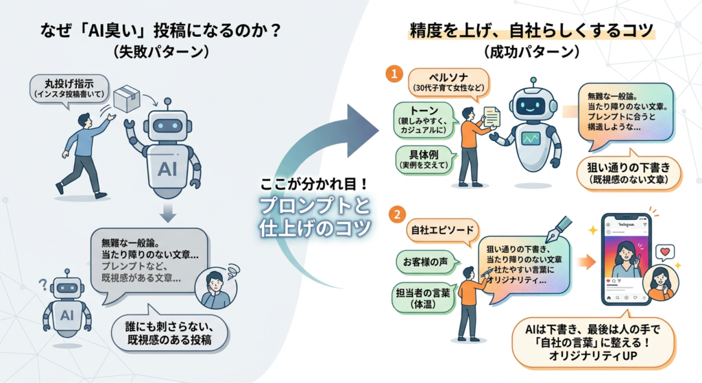 なぜ「AI臭い」投稿になるのか?インスタ運用をAIで効率化するプロンプトのコツ