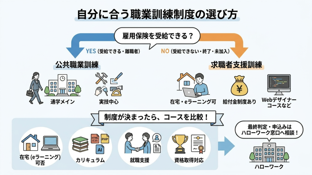 自分に合う職業訓練制度の選び方【図解あり】
