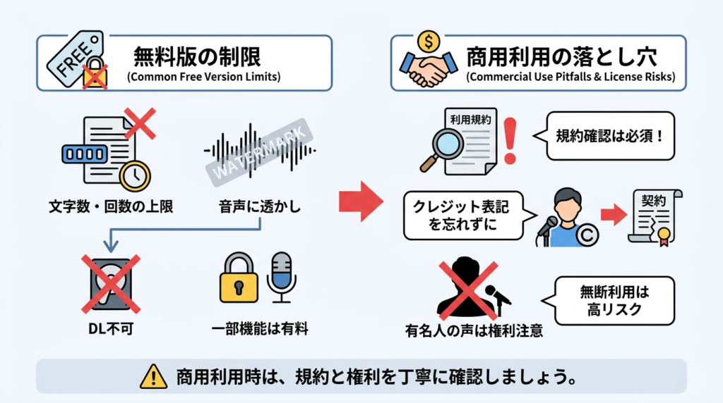 要注意!「無料」AI音声の商用利用とライセンスの落とし穴