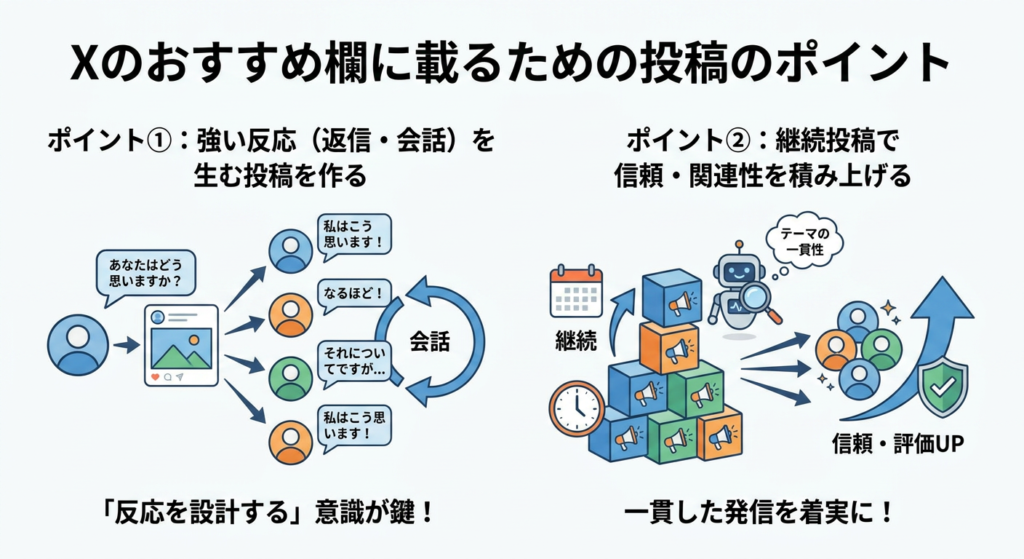 やらないと損！Xのおすすめ欄に載るための投稿のポイント