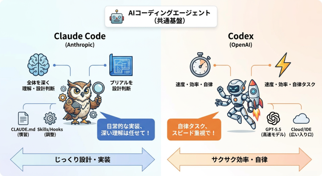 【まず結論】Claude CodeとCodexとは？それぞれの強みを解説