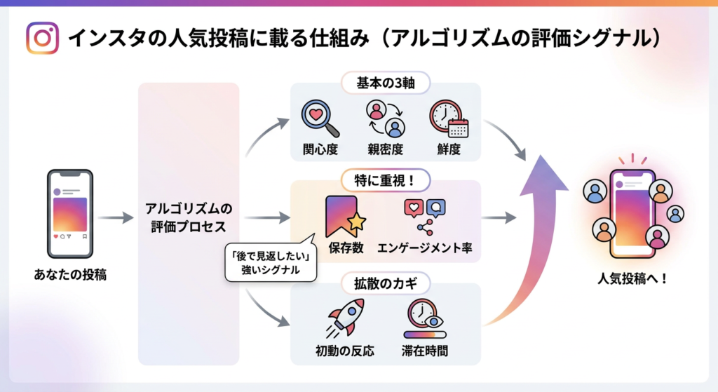 インスタの人気投稿に載る仕組みとは?アルゴリズムが見る評価シグナル