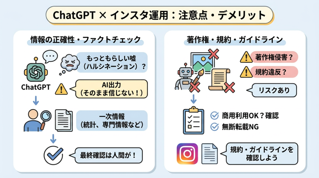 ChatGPTをインスタ運用に使うときの注意点・デメリット