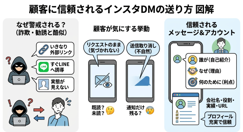 「怪しい」と思われないために!顧客に信頼されるインスタのDMの送り方