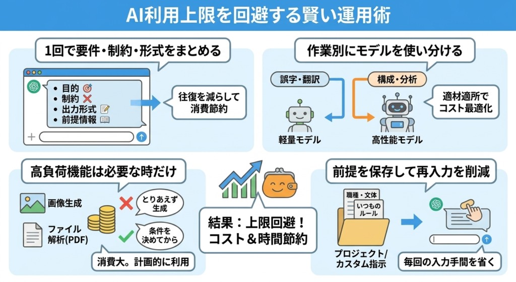 使い方を変えて「AIの上限に当たらない」運用にする