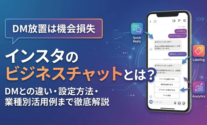 【DM放置は機会損失】インスタのビジネスチャットとは？DMとの違い・設定方法・業種別活用例まで徹底解説