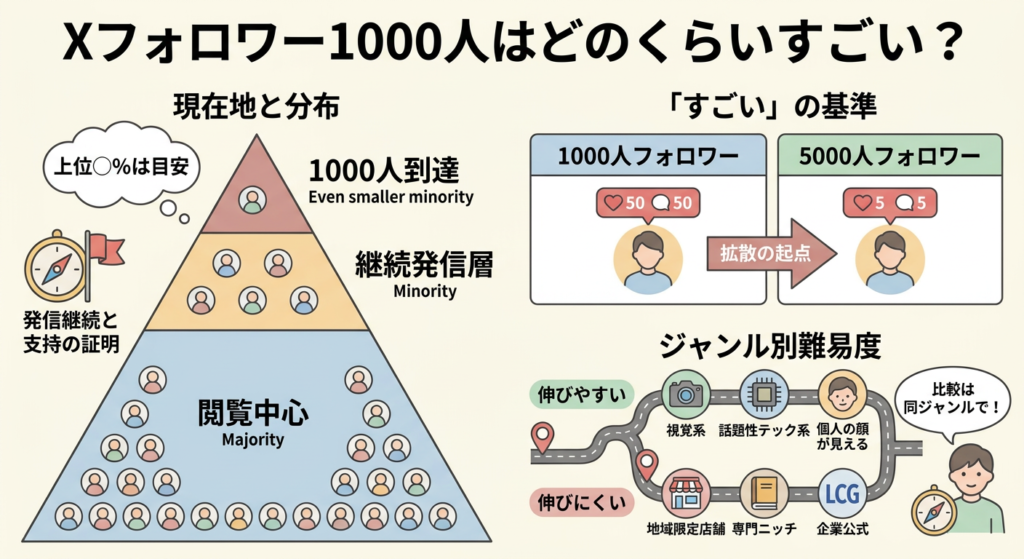 Xのフォロワー1000人はどのくらいすごいのか