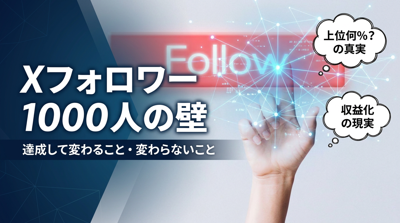 フォロワー1000人超えセール Xのフォロワー1000人は上位何％？壁の正体と、達成して変わること