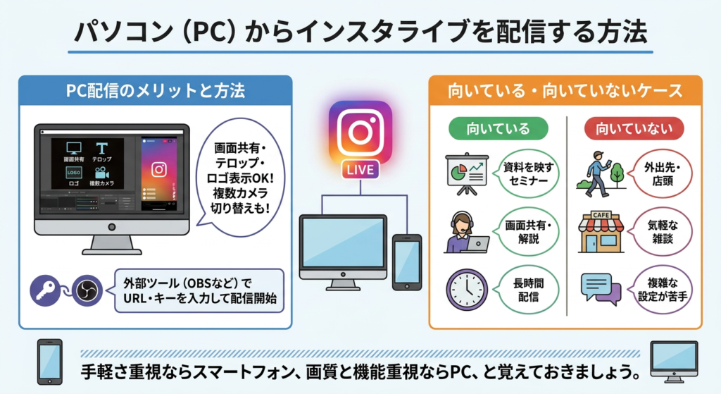 パソコン(PC)からインスタライブを配信する方法