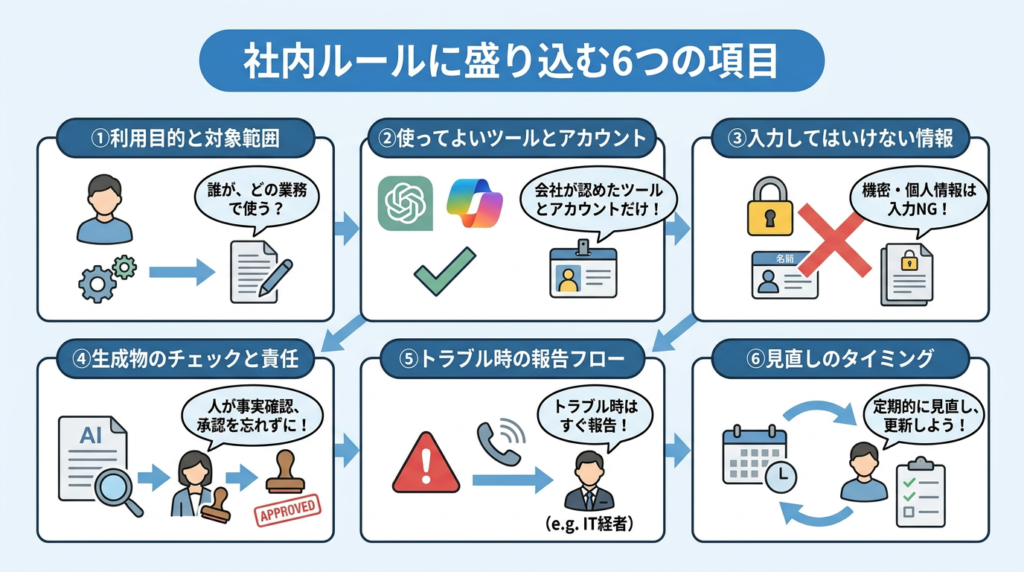 最低限これだけ!社内ルールに盛り込む6つの項目