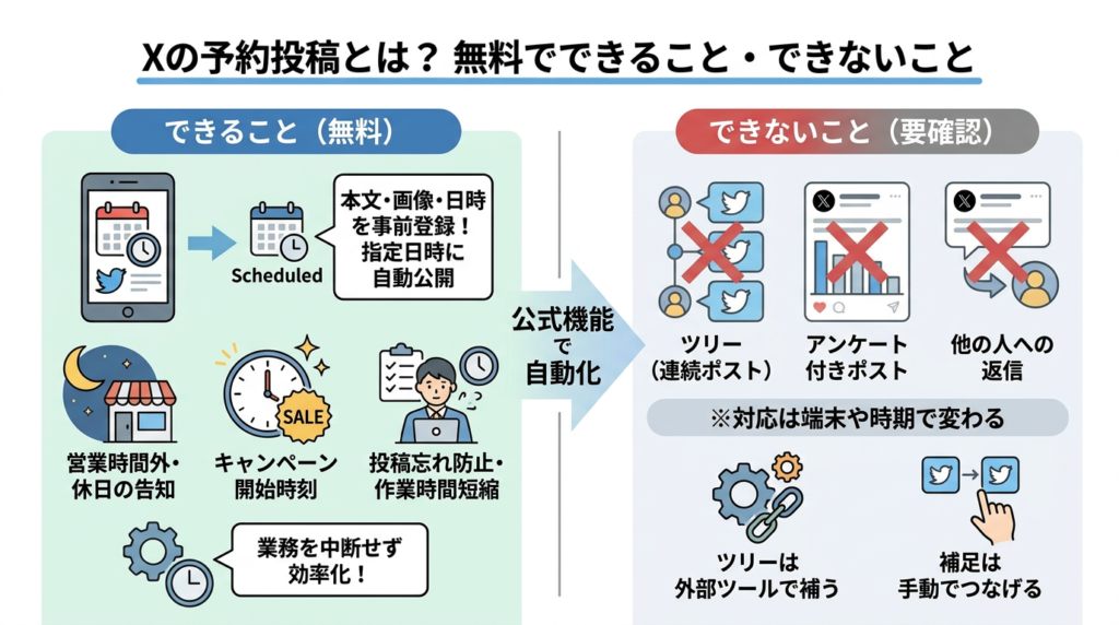 Xの予約投稿とは？無料でできること・できないこと