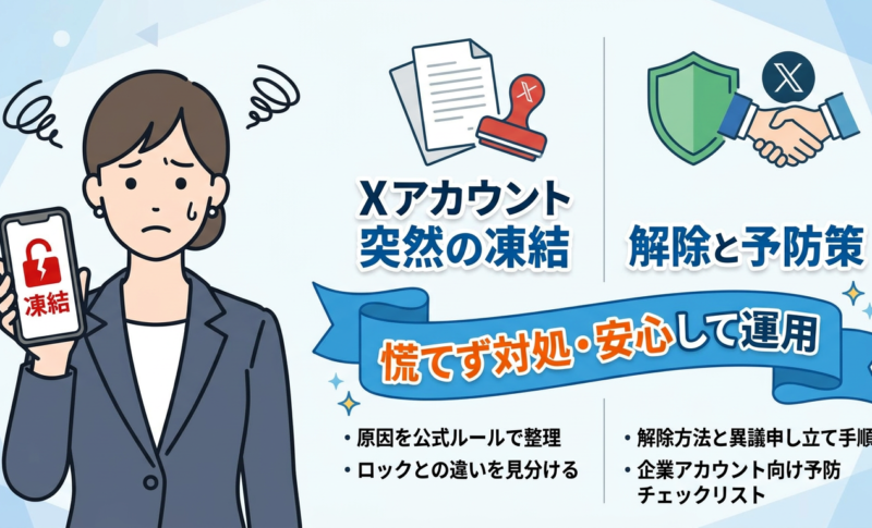 X（旧Twitter）が凍結される原因は？ロックとの違いと解除方法、企業アカウントの予防策を解説