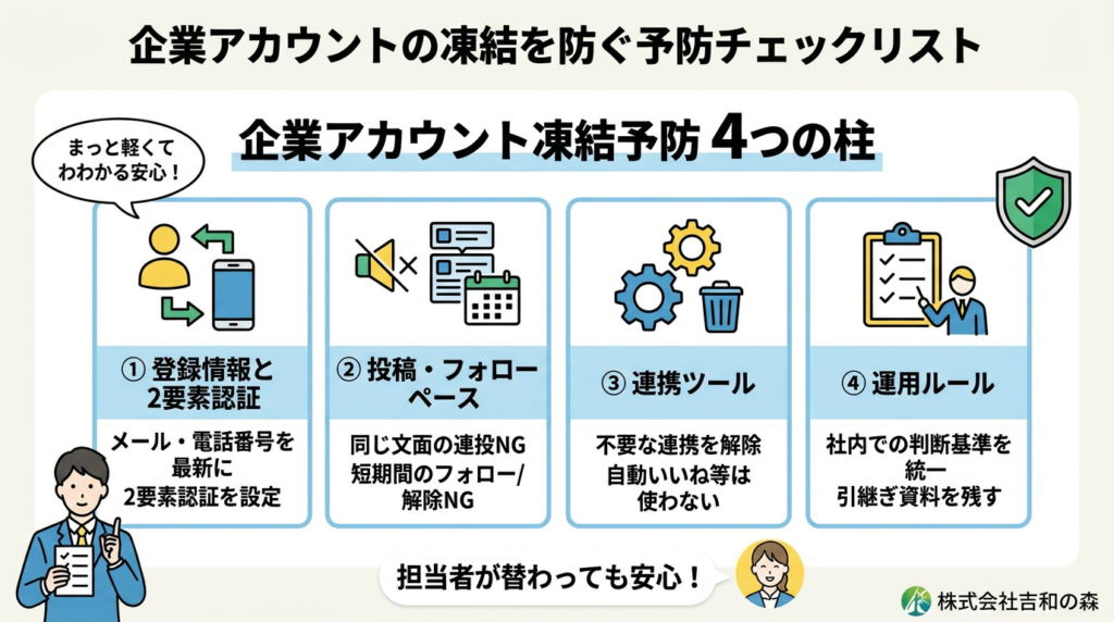 企業アカウントの凍結を防ぐ予防チェックリスト